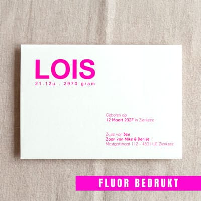 Achterzijde Fluor bedrukt