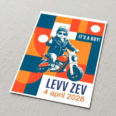 Voorzijde Geboortekaartje Levv