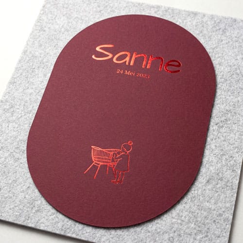 Voorzijde Geboortekaartje Sanne Claret