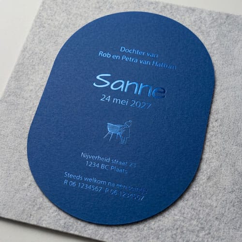 Achterzijde Geboortekaartje Sanne Amethyst